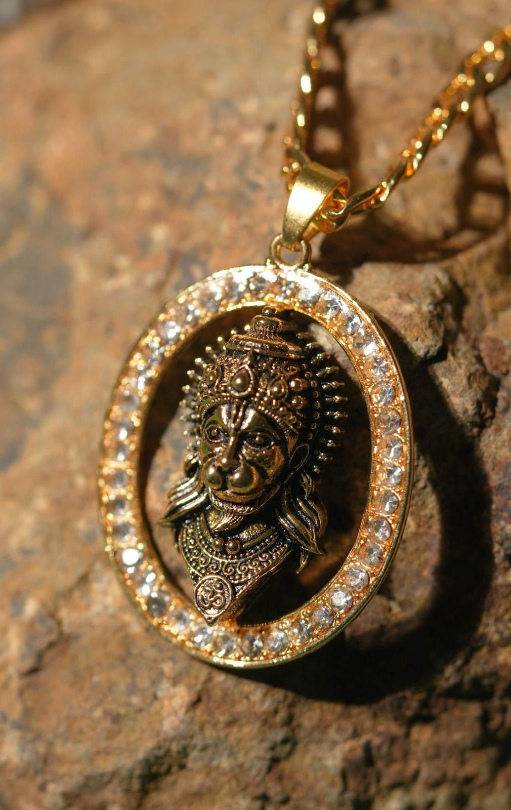 Gold-plated Hanuman Diamond Alloy Pendant