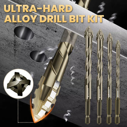 High-Strength 4-Flute Serrated Eccentric Drill Bit Kit - (Set of 13)