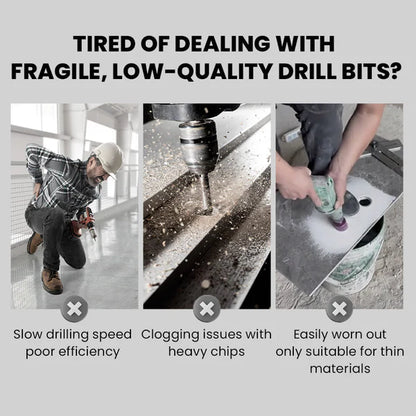 High-Strength 4-Flute Serrated Eccentric Drill Bit Kit - (Set of 13)