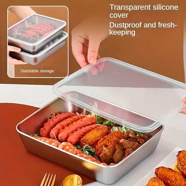 Non Stick Baking Pan Food Storage Box with Cover Pack of 2