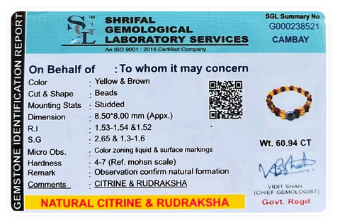 Citrine Rudraksha Bracelet (Pack of 2)