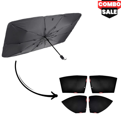 Essntials Car-Umbrella + 4 Window Covers