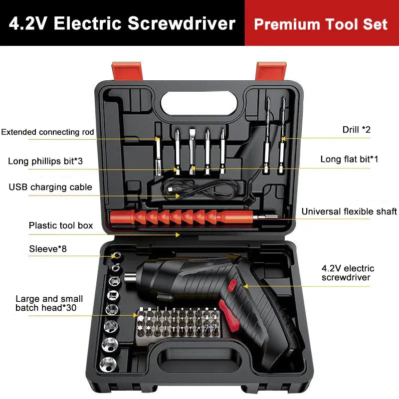 Metal Electric Screwdriver with 47 pcs Screwdriver Bit Set